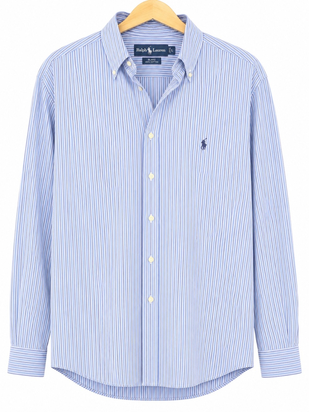 Ralph Lauren Light Blue & White Vertical Stripe Button-Down Shirt